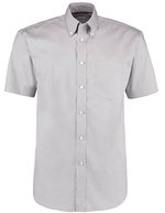 Kustom Kit Oxford Hemd Kurzarm Classic Fit für Herren, Black 38 (15), K109 – Grigio argento (Unito)