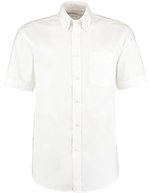 Kustom Kit Oxford Hemd Kurzarm Classic Fit für Herren, Black 38 (15), K109 – Bianco