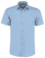 Kustom Kit Kurzarm Hemd Popeline Tailored Fit für Herren – Light Blue