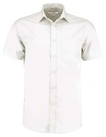 Kustom Kit Kurzarm Hemd Popeline Tailored Fit für Herren – White