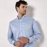 Kustom Kit Slim Fit Stretch Oxford Hemd Langarm, Light Blue 34/35 (13H), K182 – Bild 1