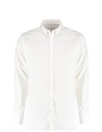 Kustom Kit Slim Fit Stretch Oxford Hemd Langarm – White