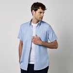 Kustom Kit Slim Fit Oxford-Hemd Kurzarm Baumwolle-Polyester, Light Blue 36 (14), K183 – Bild 1