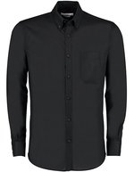 Kustom Kit Slim Fit Oxford Hemd Langarm für Herren – Black