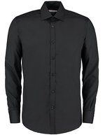 Kustom Kit Slim Fit Business Hemd Schwarz-Weiß für Herren – Black