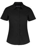 Kustom Kit Poplin Hemd Kurzarm Tailored Fit für Damen – Black