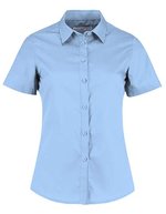 Kustom Kit Poplin Hemd Kurzarm Tailored Fit für Damen – Light Blue