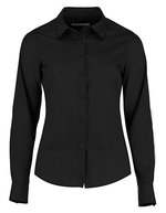 Kustom Kit Popeline Hemdbluse Langarm Schnitt für Damen – Black