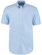 Kustom Kit Oxford Hemd kurzarm Baumwollmix für Herren, Black 37 (S/14H), K350 – Light Blue