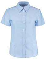 Kustom Kit Oxford Shirt Kurzarm Tailored Fit für Damen, Black 34 (XS/8), K360 – Light Blue