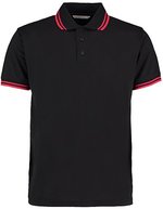 Kustom Kit Classic Fit Polo mit Tipped Collar, Black/Charcoal S, K409 – Black/Red