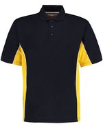 Kustom Kit Klassisches Track Polo mit Kontrastknopfleiste, Black/Gold XXS, K475 – Navy/Mid Yellow/White