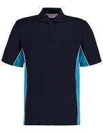 Kustom Kit Klassisches Track Polo mit Kontrastknopfleiste, Black/Gold XXS, K475 – Navy/Turquoise/White