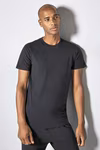 Kustom Kit T-shirt en Coton avec col côtelé, Black XS, K507 – Heather Grey
