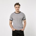 Kustom Kit Fashion Fit Ringer T-Shirt Kontrastkragen, Black/White S, K508 – Bild 1