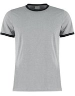 Kustom Kit Fashion Fit Ringer T-Shirt Kontrastkragen, Black/White S, K508 – Grigio chiaro Melange/Nero