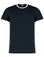 Kustom Kit Fashion Fit Ringer T-Shirt Kontrastkragen, Black/White S, K508 – Blu navy/Bianco