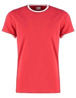 Kustom Kit Fashion Fit Ringer T-Shirt Kontrastkragen, Black/White S, K508 – Rosso/Bianco