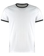 Kustom Kit Fashion Fit Ringer T-Shirt Kontrastkragen, Black/White S, K508 – Bianco/Nero