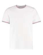Kustom Kit Fashion Fit T-Shirt mit Kontrastkragen, Black/White XS, K519 – White/Red/Royal