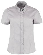 Kustom Kit Maßgeschneidertes Oxford Hemd kurzarm, Black 32 (XXS/6), K701 – Silver Grey (Solid)