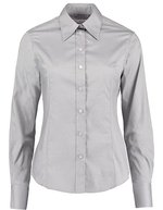 Kustom Kit Oxford-Hemd Tailored Fit Langarm für Damen, Black 32 (XXS/6), K702 – Silver Grey (Solid)