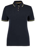 Kustom Kit Klassisches Polo mit abgeschrägter Knopfleiste, Navy/White 34 (XS/8), K706 – Navy/Sun Yellow