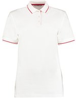 Kustom Kit Klassisches Polo mit abgeschrägter Knopfleiste, Navy/White 34 (XS/8), K706 – White/Red