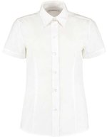 Kustom Kit Popeline Hemd kurzarm tailliert für Damen, Black 34 (XS/8), K728 – Bianco
