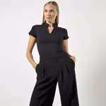 Kustom Kit Regular Fit Mandarin Collar Top for Women, Black 3XL/4XL (20-22), K770 – image 2