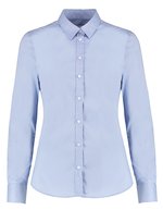 Kustom Kit Tailliertes Stretch-Oxford-Shirt mit langen Ärmeln – Light Blue