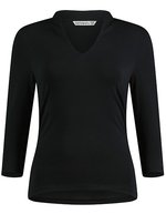 Kustom Kit Mandarin-Kragen T-Shirt mit 3/4-Ärmeln – Black