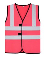 Gilet de securite enfants Esbjerg - 4 bandes reflechissantes – Rose neon