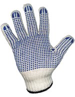 Korntex Grobstrick-Arbeits-Handschuhe mit Noppen – Ecru/Blue