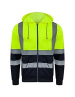 Korntex Hi-Vis Kapuzen-Sweatjacke mit Reflexstreifen – Signal Yellow/Navy