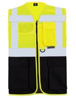 Korntex Multifunktionale Sicherheitsweste Berlin, metallfrei, Blue XL, KX802 – Signal Yellow/Black