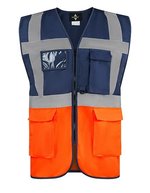 Korntex CO²-neutrale Multifunktions-Sicherheitsweste Hamburg, Paramedic Green/Yellow 4XL, KX810 – Navy/Orange