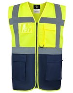 Korntex CO²-neutrale Multifunktions-Sicherheitsweste Hamburg, Paramedic Green/Yellow 4XL, KX810 – Signal Yellow/Navy