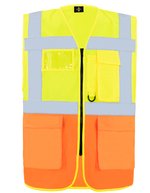 Korntex CO²-neutrale Multifunktions-Sicherheitsweste Hamburg, Paramedic Green/Yellow 4XL, KX810 – Signal Yellow/Signal Orange