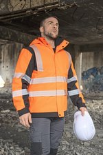 Korntex Hi-Vis Softshell Safety Jacke Copenhagen, Signal Orange/Black XL, KX812 – Bild 1
