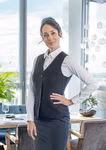 Karlowsky Women's Vest Basic with Pockets and Buttons – Black (ca. Pantone 419C)