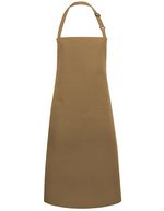 Karlowsky Latzschürze Basic mit Tasche und Schnalle, White 75 x 90 cm, KY044 – Cammello (ca. Pantone 7504C)