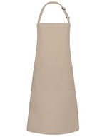 Karlowsky Latzschürze Basic mit Tasche und Schnalle, White 75 x 90 cm, KY044 – Sabbia (ca. Pantone 7529C)