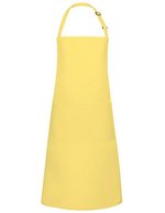 Karlowsky Latzschürze Basic mit Tasche und Schnalle, White 75 x 90 cm, KY044 – Sole Giallo (ca. Pantone 127C)