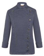 Karlowsky Kochjacke Jeans-Style mit Steppnähten für Damen – Vintage Black (ca. Pantone Cool Grey11C)