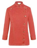 Karlowsky Kochjacke Jeans-Style mit Steppnähten für Damen – Vintage Red (ca. Pantone 710C)