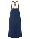Karlowsky Latzschürze Green-Generation mit Lederträgern, Aubergine (ca. Pantone 5185C) 70 x 85 cm, KY054 – Steel Blue (ca. Pantone 2380C)