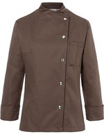 Karlowsky Kochjacke Larissa mit Brusttasche – Light Brown (ca. Pantone 438C)