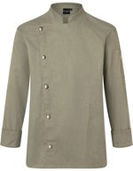 Karlowsky Kochjacke Jeans-Style mit Steppnähten – Vintage Moss Green (ca. Pantone 416C)