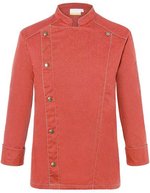 Karlowsky Kochjacke Jeans-Style mit Steppnähten – Vintage Red (ca. Pantone 710C)